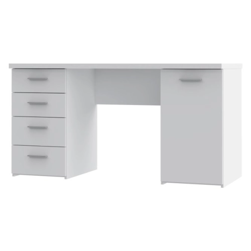 Białe biurko 145x60 cm z 4 szufladami i szafką